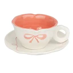 Чашка с блюдцем Нежный бантик 200 мл Розовый
