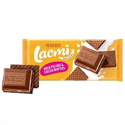 Шоколад молочний Roshen Lacmi з молочною начинкою та вафлею 90 г (872111) - мініатюра 2
