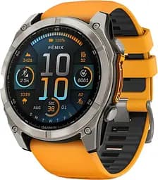 Спортивний годинник Garmin Fenix 8 47mm AMOLED Sapphire Titanium w. Spark Orange/Graphite Silicone Band (010-02904-10/11)