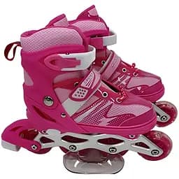 Ролики RS-0038 L (39-42) с подсветкой розовые