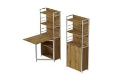 Стіл книжка з етажеркою Практик 2 Ferrum-decor 1555x640x990 Білий метал ДСП Дуб Артізан 16 мм (FRD-104637)