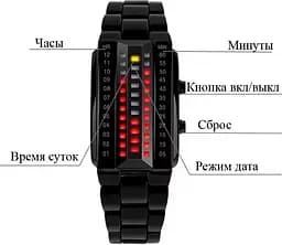 Унікальний бінарний чоловічий годинник Skmei 1035 (Чорний) - мініатюра 8