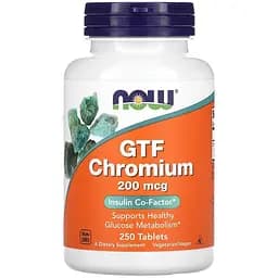 Вітаміни та мінерали NOW GTF Chromium 200 mcg, 250 таблеток