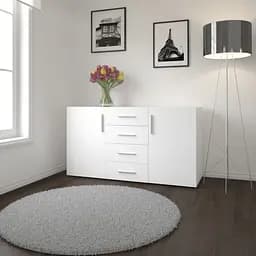 Комод для дома Flamecame с 2 дверцами и 4 ящиками из ДСП II FST-04 Белый