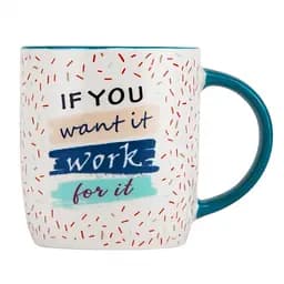 Чашка Elisey If you want it work for it 350 мл (9071-002f) з синьою ручкою  