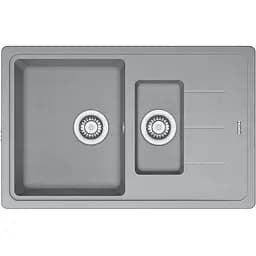 Кухонна мийка Franke Basis, фраграніт, прямокутник, з крилом, 780х500х200мм, чаша - 2, накладна, BFG 651-78, сірий камінь