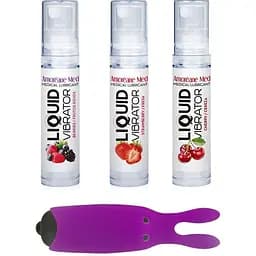 Набір із 3-х смаків стимулюючого лубриканту Adrien Lastic Amoreane Med 3×10 мл і вібропулі Purple