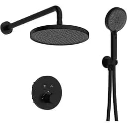 Душова система прихованого монтажу із термостатом Imprese Centrum ER верхній душ d240 мм ABS black matt V-10261ER, Чорний матовий