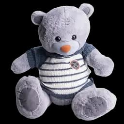 Мягкая игрушка с пледом 110х140 см Мишка Тедди в полосатом свитере серый детский плюшевый плед игрушка подушка детская ТМ COLORFUL HOME 509-35GBL
