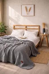 Покривало-плед Cotton TURComFor grey євро 240х260 см муслін TC303375990 - мініатюра 2