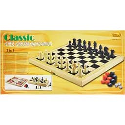 Шахматы деревянные A-Toys 3 в 1, шахматы большие в коробке 41х20,7х6 см