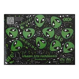 Альбом для малювання UFO KIDS Line А4, 24 аркуші, 120 г/м², на скобі, чорний