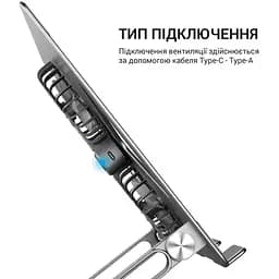 Охолоджувальна підставка для ноутбука до 15.6 дюйма OfficePro LS-121-G 2xfans Aloy Aluminum Gray - мініатюра 3