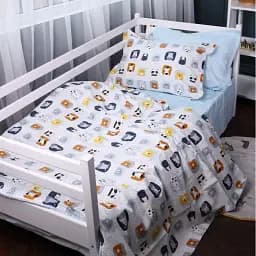 Наволочка MirSon Poplin Line Kids 09 Sleeping Animals 60х60 см блакитна (2200009720550) - мініатюра 3