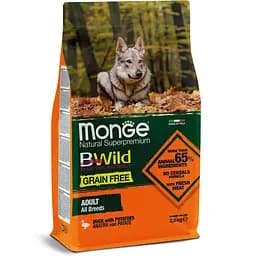 Сухий корм Monge BWild Adult Беззерновий для дорослих собак усіх порід з м'ясом качки 2,5 кг