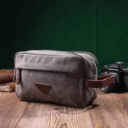 Зручна чоловіча барсетка на два відділення з якісного текстилю Vintage 22230 сірий - мініатюра 6