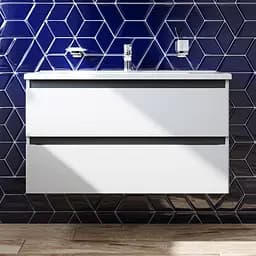 Тумба з умивальником Am.Pm X-Joy підвісна 100 см 2 ящики білий M85-FHX1002-WC1002WG38, Білий - мініатюра 2