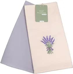 Набір кухонних вафельних рушників Home Line Прованс Лаванда, 60х45, бежевий з бузковим, 2 шт. (167168)