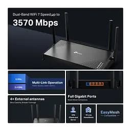 TP-Link Маршрутизатор Archer BE220 BE3600, 4x GE LAN, 1x GE WAN, MESH - мініатюра 5