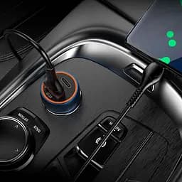 Адаптер автомобільний HOCO Z46A Blue whale car charger авто зу 2 виходи коричневий - мініатюра 3