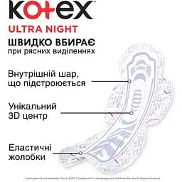 Гігієнічні прокладки Kotex Ultra Night Quadro 24 шт. - мініатюра 2