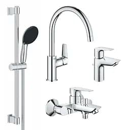 Комплект смесителей для ванной комнаты и кухни Grohe QuickFix Start Edge UA202501SK, Хром