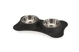 Килимок-тримач у формі кістки та дві сталеві миски Camon, 480 мл