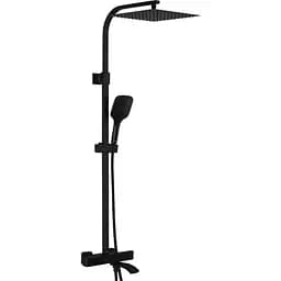 Душова система з термостатом Gappo G2407-60 вилив - перемикач на лійку, 3-функції, Чорний матовий