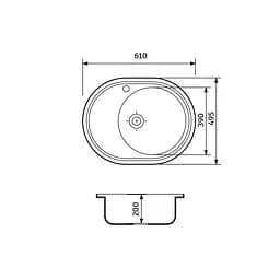 Кухонна мийка Adamant Vast 610x495x200 графіт 100001490, Графіт - мініатюра 5