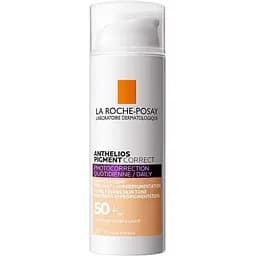 Сонцезахисний коригувальний засіб La Roche-Posay Anthelios Pigment Correct для щоденного догляду за шкірою обличчя схильної до гіперпігментації з тонуючим ефектом SPF 50+ 50 мл (MB460800)