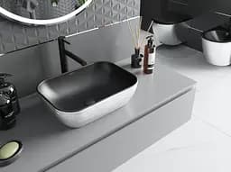 Умивальник Mexen Rita silver brushed black matt накладний MEX-21084573, Хром - мініатюра 2
