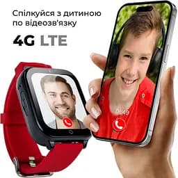 Смарт-годинник JETIX DF100 Pro з 4G відеодзвінком, вібродзвінком і вологозахистом IP67 - Red - мініатюра 2