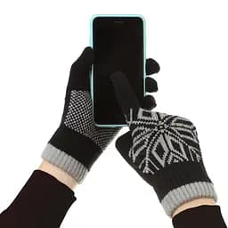 Рукавички ArmorStandart Touch Gloves Snowflake с орнаментом Black (ARM59993) - мініатюра 3