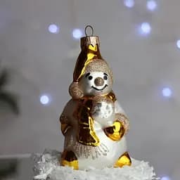 Ялинкова прикраса Санта Шоп Кольоровий сніговик жовтий скло (4820001155495)