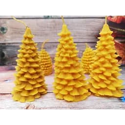 Свічка новорічна ручної роботи з натурального віску Ялинка Жовтий (2000989373124A)(NY)