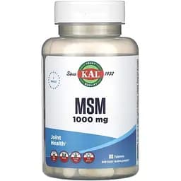 Метилсульфонілметан KAL MSM 1000 mg, 80 таблеток для підтримки суглобів та шкіри