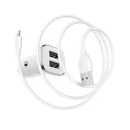 Автомобільний зарядний пристрій Borofone BZ12 2 USB білий + кабель USB to Lightning - мініатюра 2