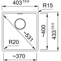 Кухонна мийка Franke Maris, фраграніт, прямокутник, без крил, 403х433х200мм, чаша - 1, монтаж під стільницю, MRG 110-37, сірий сланець - мініатюра 2