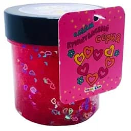 Кристальный слайм Сердца, прозрачный малиновый, 125 г