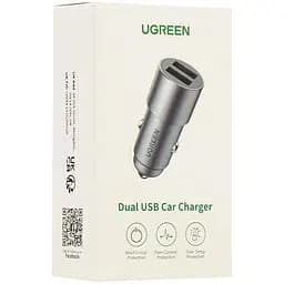 Автомобільний адаптер - зарядний Ugreen CD130 24 W 2 порти USB-A (50592) алюмінієвий - мініатюра 7