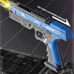 Водяний акумуляторний пістолет Water Gun 66-35 (500ml) with lithium battery Transparent blue - мініатюра 3