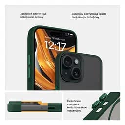 Чехол для Apple iPhone 15, Uniq MagCase, зеленый, противоударный, панель-накладка с MagSafe, ударопрочный TPU+PC, с магнитом MagSafe, поддержка полноценной беспроводной зарядки, ArmorStandart (ARM75320) - мініатюра 3