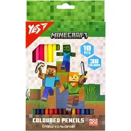 Карандаши цветные Yes Minecraf 36 цветов 18 шт. (290768)