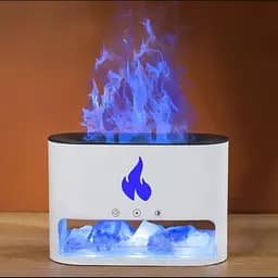 Лампа зволожувач повітря Docsal Flame 3в1 з ультразвуковим зволоженням і соляним камінням Білий - мініатюра 6