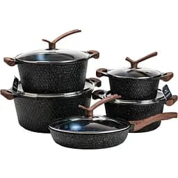 Набор посуды Haus Roland с антипригарным покрытием 5 предметов 12/8/5,4//4,3/3,1 л черный HP33528B