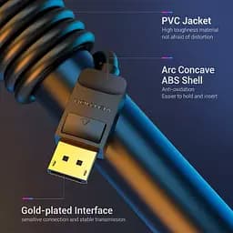 Кабель Vention DisplayPort-DisplayPort V 1.2 1.5 м (HACBG) - мініатюра 4