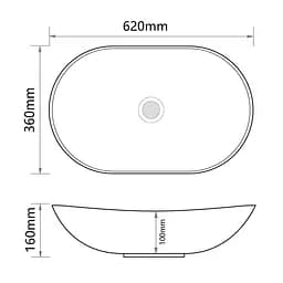 Умивальник накладний Mixxus Premium Wave-0105 white-Black 620x360x160 мм MP6558, Білий - мініатюра 2