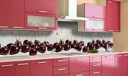 Вініловий кухонний фартух Стиглі вишні наклейка для кухні червоні ягоди Сірий 65х250 см Happy Pocket Z181675 - мініатюра 2