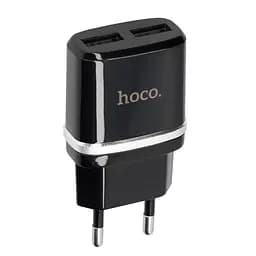 Мережевий зарядний пристрій 2USB Hoco C12 2.4A Black + USB Cable iPhone 6