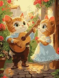 Набір для розпису по номерах Котячі романси, Ideyka, 30x40 см, КНО6746